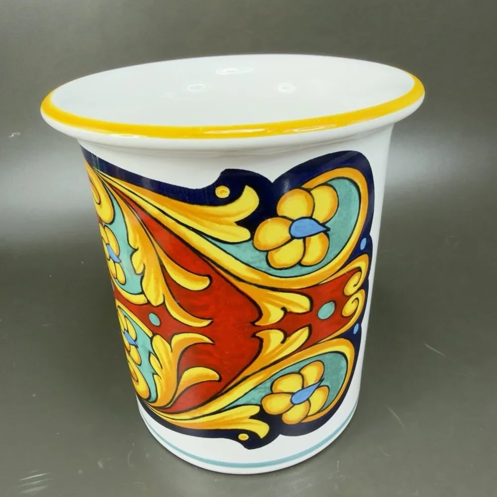 Ceramic Nova Deruta Made In Italy Redware Pottery Utensil Holder Crock Vase VTG - Picture 7 of 13